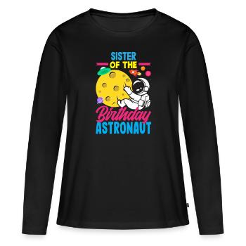 Kindergeburtstag Astronaut Familienmitglieder - Frauen Premium Bio Langarmshirt - Schwarz - Vorne - Julia (174cm)