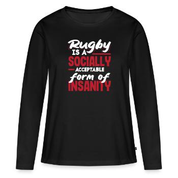 Rugby Ist Eine Gesellschaftlich Akzeptierte Form - Frauen Premium Bio Langarmshirt - Schwarz - Vorne - Julia (174cm)