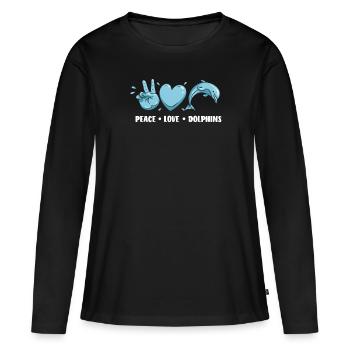 Tranquillité Chers Dauphins - T-shirt manches longues Premium bio Femme - noir - Devant - Julia (174cm)