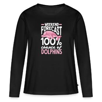 Prédiction du week-end : 100% de chances d’avoir des dauphins - T-shirt manches longues Premium bio Femme - noir - Devant - Julia (174cm)
