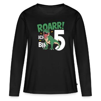 5. Geburtstag 5 Jahre Dino Dinosaurier Fan - Frauen Premium Bio Langarmshirt - Schwarz - Vorne - Julia (174cm)