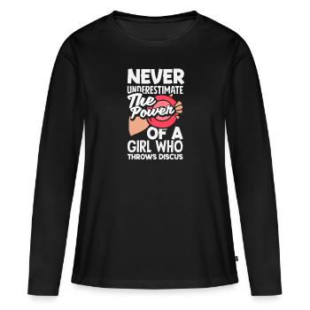 Lancer du disque Athlète Cadeau d’athlète - T-shirt manches longues Premium bio Femme - noir - Devant - Julia (174cm)