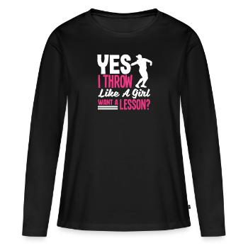 Lancer du disque Athlète Cadeau d’athlète - T-shirt manches longues Premium bio Femme - noir - Devant - Julia (174cm)