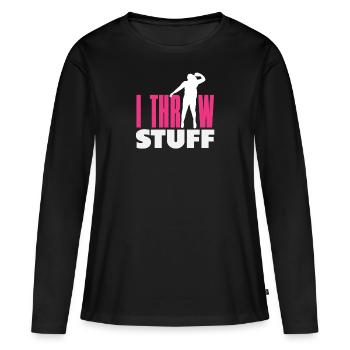 Lancer du disque Athlète Cadeau d’athlète - T-shirt manches longues Premium bio Femme - noir - Devant - Julia (174cm)
