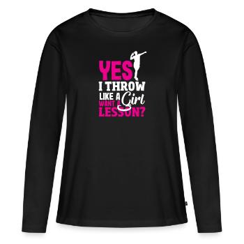 Lancer du disque Athlète Cadeau d’athlète - T-shirt manches longues Premium bio Femme - noir - Devant - Julia (174cm)