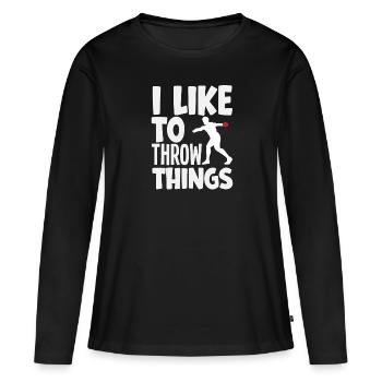 Lancer du disque Athlète Cadeau d’athlète - T-shirt manches longues Premium bio Femme - noir - Devant - Julia (174cm)