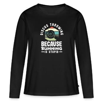Lancer du disque Athlète Cadeau d’athlète - T-shirt manches longues Premium bio Femme - noir - Devant - Julia (174cm)
