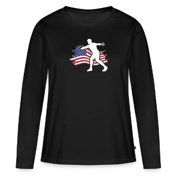 Lancer du disque Athlète Cadeau d’athlète - T-shirt manches longues Premium bio Femme - noir - Devant - Julia (174cm)