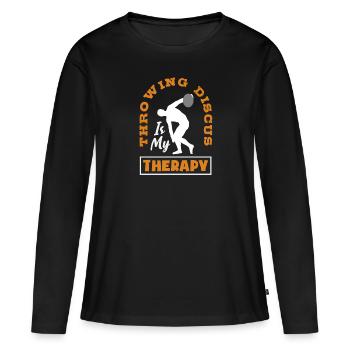 Lancer du disque Athlète Cadeau d’athlète - T-shirt manches longues Premium bio Femme - noir - Devant - Julia (174cm)