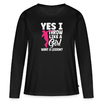Lancer du disque Athlète Cadeau d’athlète - T-shirt manches longues Premium bio Femme - noir - Devant - Julia (174cm)