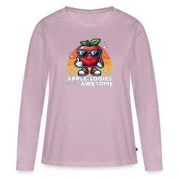 APPLE-LOGIES POUR ÊTRE GÉNIAL - T-shirt manches longues Premium bio Femme - rose poudré - Devant - Julia (174cm)