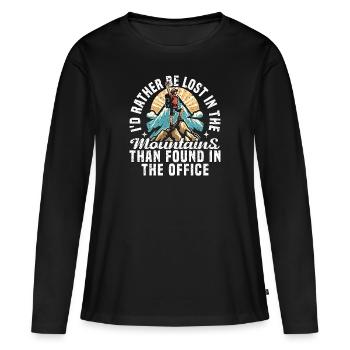 SE PERDRE DANS LES MONTAGNES QUE DANS LE BUREAU - T-shirt manches longues Premium bio Femme - noir - Devant - Julia (174cm)