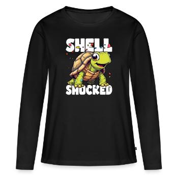 CHOQUÉ ET ADORÉ - T-shirt manches longues Premium bio Femme - noir - Devant - Julia (174cm)