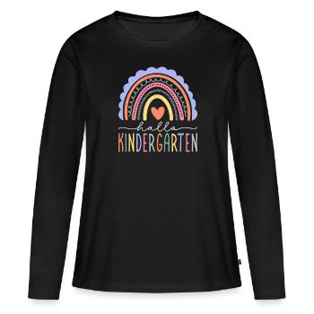 Hello Kindergarten Kindergarten Child Girl - Women's Premium Organic Long Sleeve Shirt - black - Front - Julia (174cm)