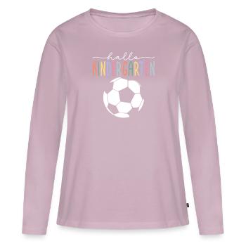 Hello Kindergarten Kindergarten Boy Soccer - Women's Premium Organic Long Sleeve Shirt - dusky pink - Front - Julia (174cm)