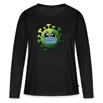 Virus avec protège-dents Drôles De Graphiques Corona - T-shirt manches longues Premium bio Femme - noir - Devant - Julia (174cm)