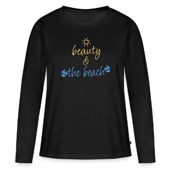 La beauté et les vacances à la plage disent vacances d’été - T-shirt manches longues Premium bio Femme - noir - Devant - Julia (174cm)