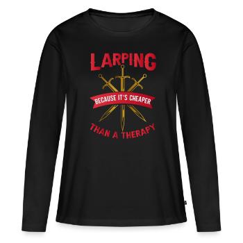 Larp Larper Larping Live Action Jeu de rôle - T-shirt manches longues Premium bio Femme - noir - Devant - Julia (174cm)