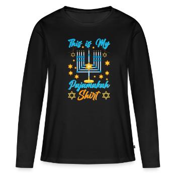 Chanukka Hanukka Dreidel Latkes Hanukkah - Frauen Premium Bio Langarmshirt - Schwarz - Vorne - Julia (174cm)
