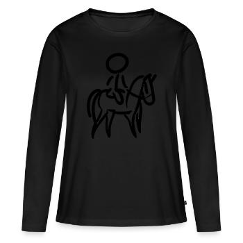 Cavalier sur Cavalier Minimalisme Minimaliste - T-shirt manches longues Premium bio Femme - noir - Devant - Julia (174cm)