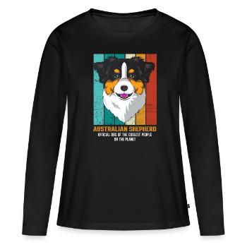 Berger australien Aussie Papa Aussie Maman - T-shirt manches longues Premium bio Femme - noir - Devant - Julia (174cm)