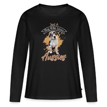 Berger australien Aussie Papa Aussie Maman - T-shirt manches longues Premium bio Femme - noir - Devant - Julia (174cm)