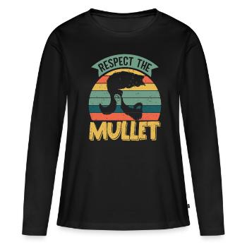 Mullet Coiffure Vokuhila Coiffure - T-shirt manches longues Premium bio Femme - noir - Devant - Julia (174cm)