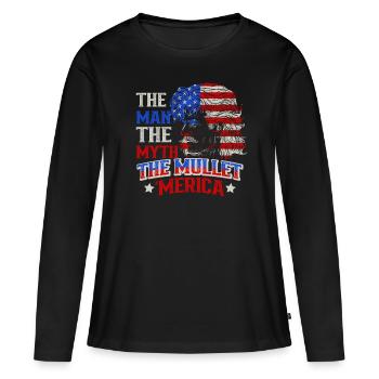 Mullet Coiffure Vokuhila Coiffure - T-shirt manches longues Premium bio Femme - noir - Devant - Julia (174cm)