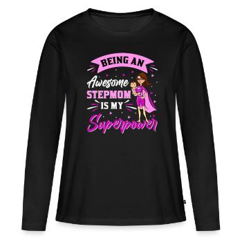 Belle-mère - T-shirt manches longues Premium bio Femme - noir - Devant - Julia (174cm)