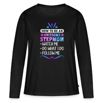 Belle-mère - T-shirt manches longues Premium bio Femme - noir - Devant - Julia (174cm)