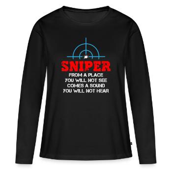 Le vrai tireur d’élite - T-shirt manches longues Premium bio Femme - noir - Devant - Julia (174cm)