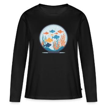Aqua Harmonie - T-shirt manches longues Premium bio Femme - noir - Devant - Julia (174cm)