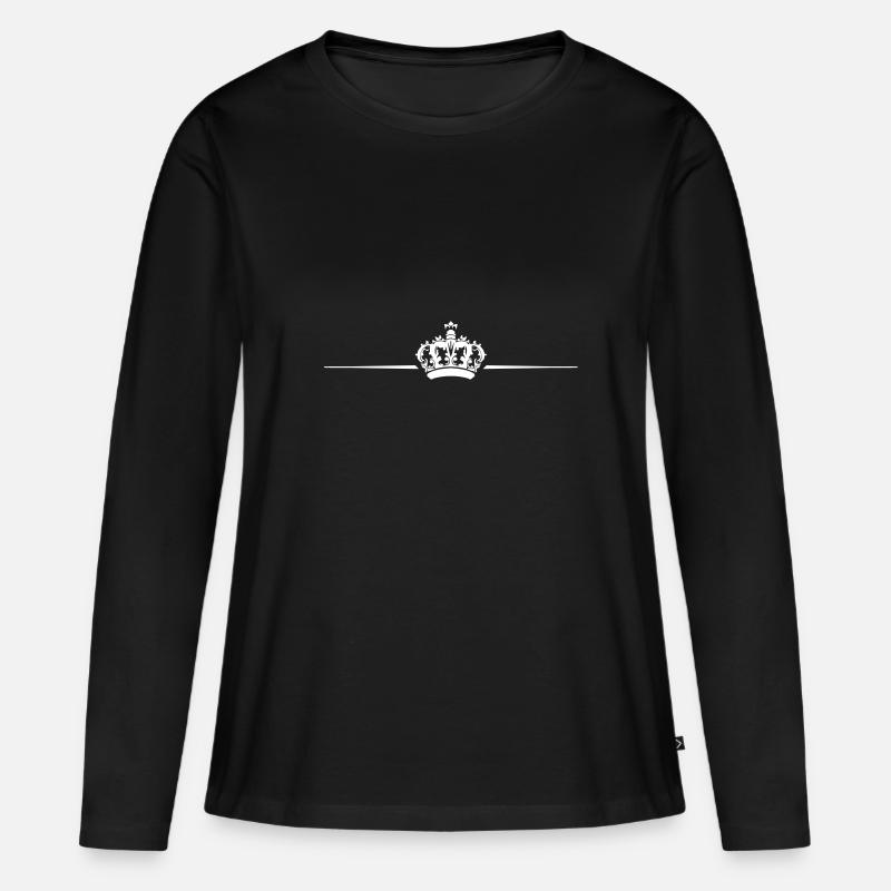 Krone Kranz - Frauen Premium Bio Langarmshirt - Schwarz