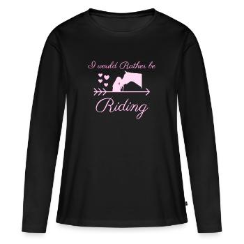 je préfère monter - T-shirt manches longues Premium bio Femme - noir - Devant - Julia (174cm)