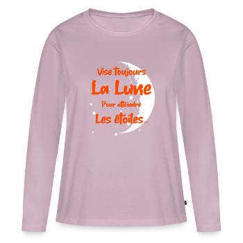La LUNE... - T-shirt manches longues Premium bio Femme - rose poudré - Devant - Julia (174cm)