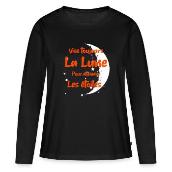 La LUNE... - T-shirt manches longues Premium bio Femme - noir - Devant - Julia (174cm)