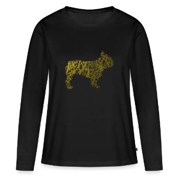 Hund Hunde Hündchen Sticker - Frauen Premium Bio Langarmshirt - Schwarz - Vorne - Julia (174cm)