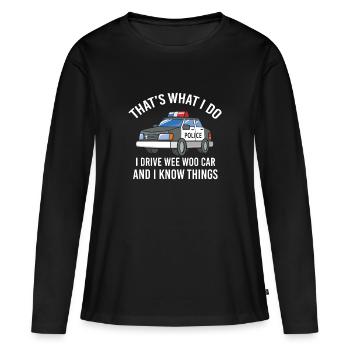 Drôle de flic police police proverbe - T-shirt manches longues Premium bio Femme - noir - Devant - Julia (174cm)