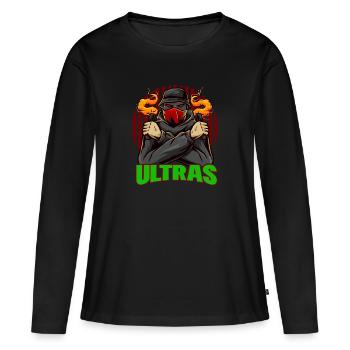 Conception de football Ultra Hooligan - T-shirt manches longues Premium bio Femme - noir - Devant - Julia (174cm)