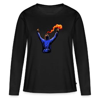Football ultra avec pyrotechnie - T-shirt manches longues Premium bio Femme - noir - Devant - Julia (174cm)