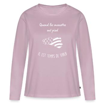 Bretagne - T-shirt manches longues Premium bio Femme - rose poudré - Devant - Julia (174cm)