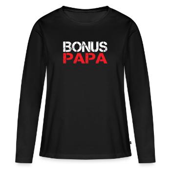 Bonus Papa - T-shirt manches longues Premium bio Femme - noir - Devant - Julia (174cm)