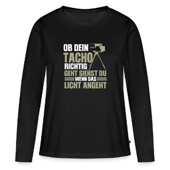 Drôle de flash design de sort - T-shirt manches longues Premium bio Femme - noir - Devant - Julia (174cm)