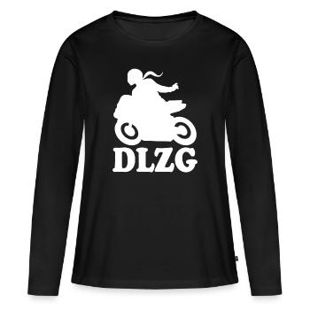 DLZG Motorradfahrerin Die Linke zum Gruß Motorrad - Frauen Premium Bio Langarmshirt - Schwarz - Vorne - Julia (174cm)