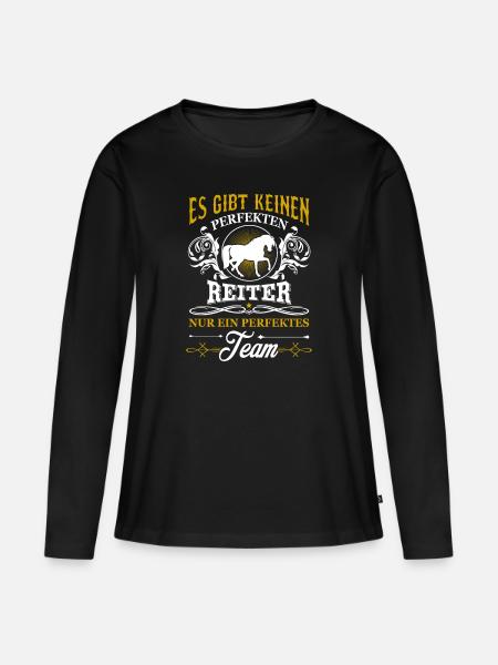 Es gibt keinen perfekten Reiter nur ein perfektes - Frauen Premium Bio Langarmshirt - Schwarz