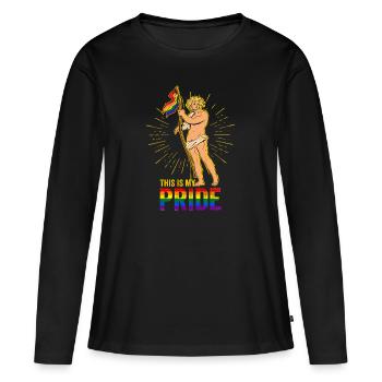 Fier homme homosexuel drapeau gay - T-shirt manches longues Premium bio Femme - noir - Devant - Julia (174cm)