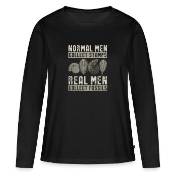 Fossiles - T-shirt manches longues Premium bio Femme - noir - Devant - Julia (174cm)