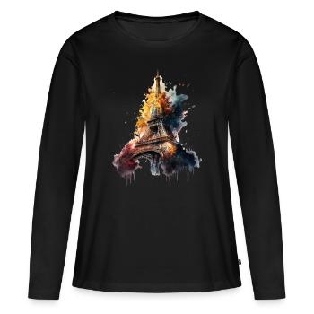 Tour Eiffel - T-shirt manches longues Premium bio Femme - noir - Devant - Julia (174cm)