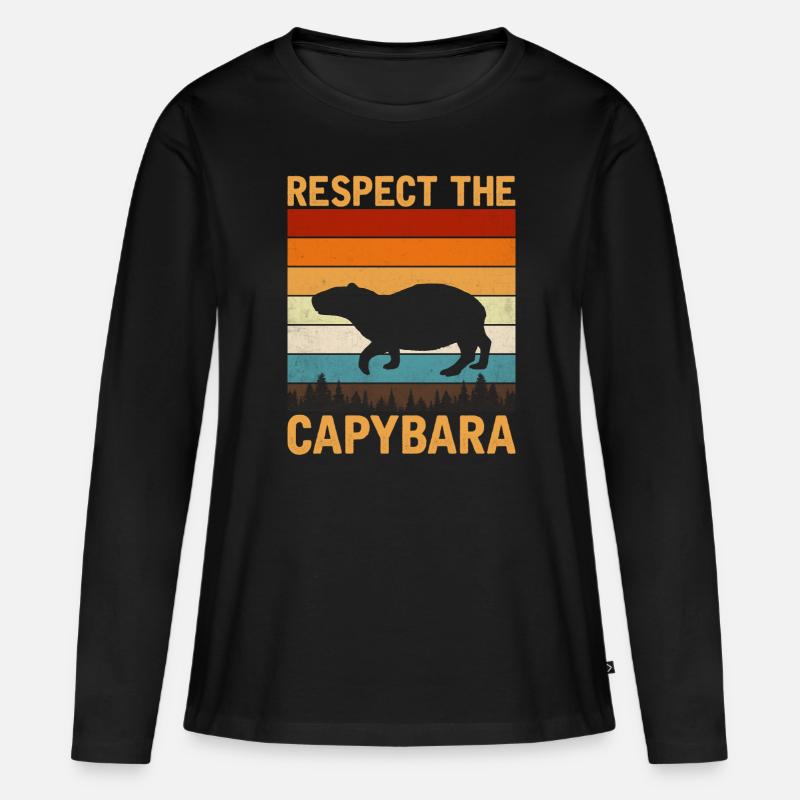 Capybara - Frauen Premium Bio Langarmshirt - Schwarz