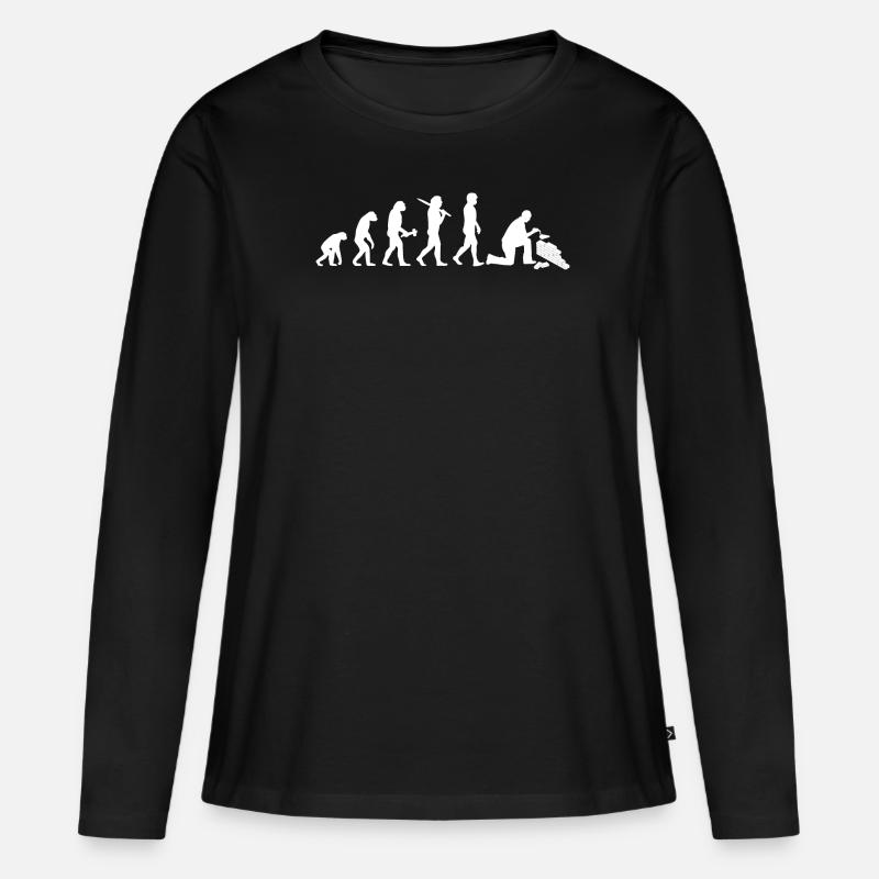 Maurer Evolution Mauerwerk Bauarbeiter Geschenk - Frauen Premium Bio Langarmshirt - Schwarz
